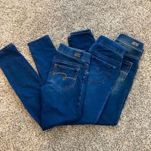 Justice mid rise leggings denim bundle of 3